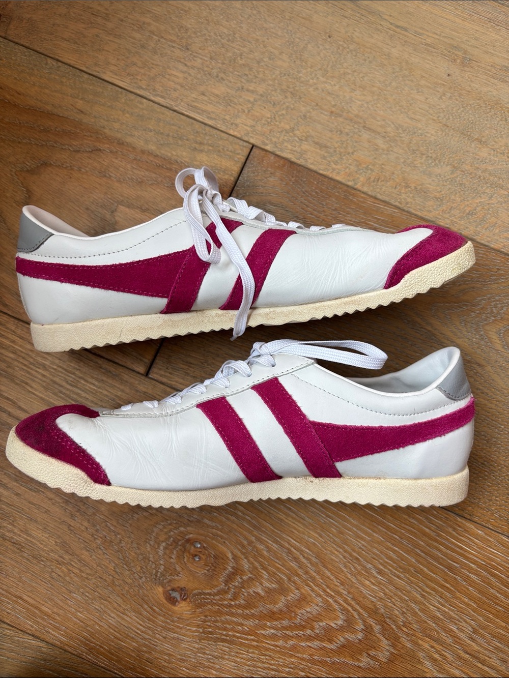 Gola White Sneakers with Magenta Suede Accents